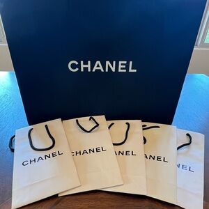 CHANEL White Shopping Bags